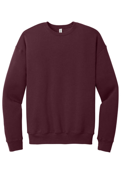 Front View of Maroon BELLA+CANVAS Unisex Sponge Fleece Drop Shoulder Sweatshirt. BC3945 plain