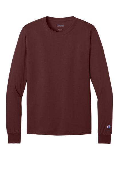 Front View of Maroon Champion Heritage 5.2-Oz Jersey Long Sleeve Tee CC8C