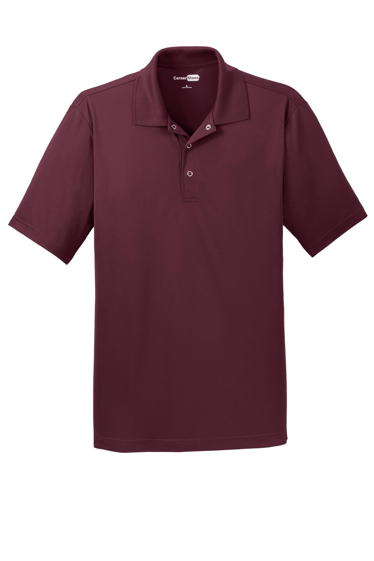 Front View of Maroon CornerStone Micropique Gripper Polo. CS421 plain