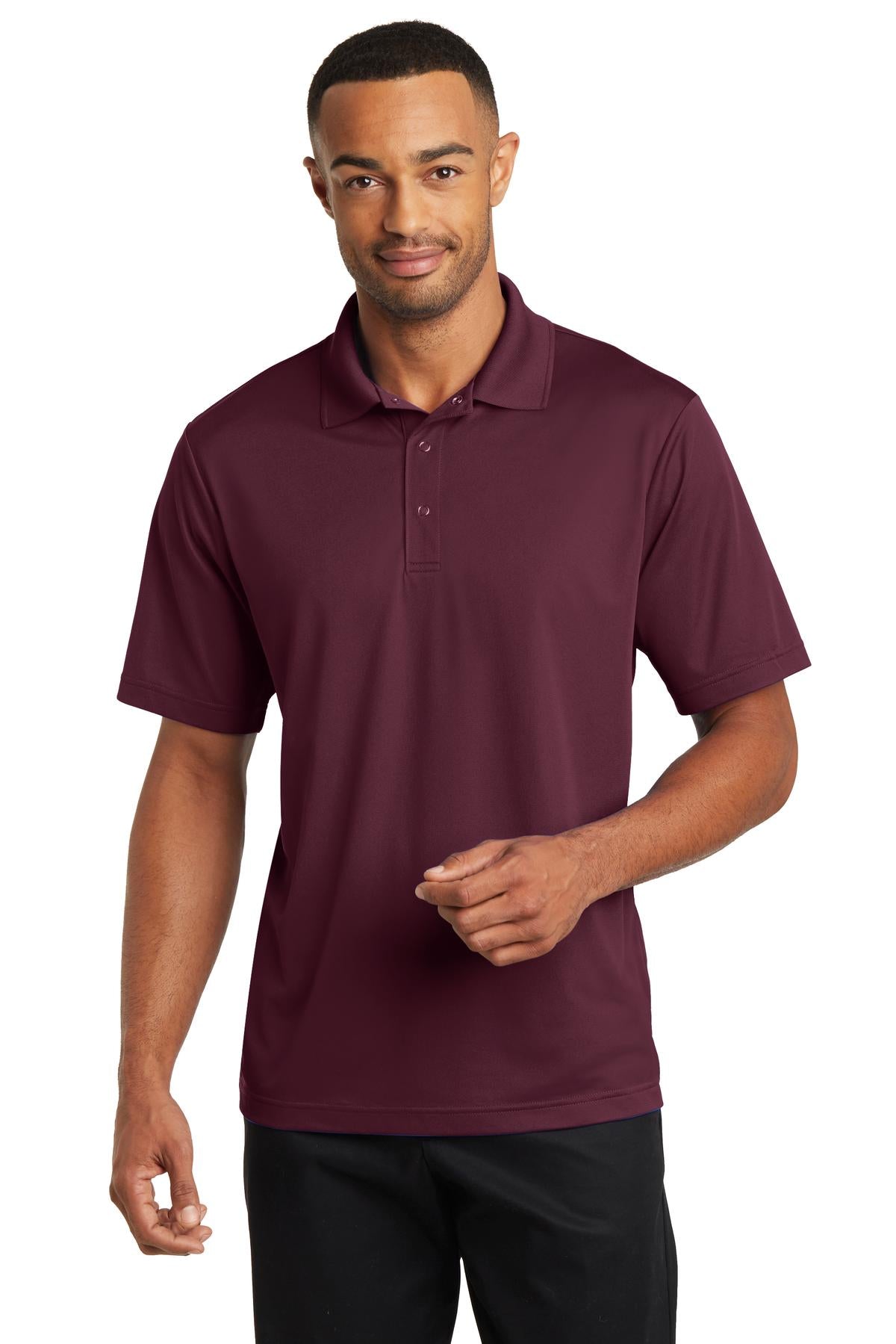 Front View of Maroon CornerStone Micropique Gripper Polo. CS421 plain