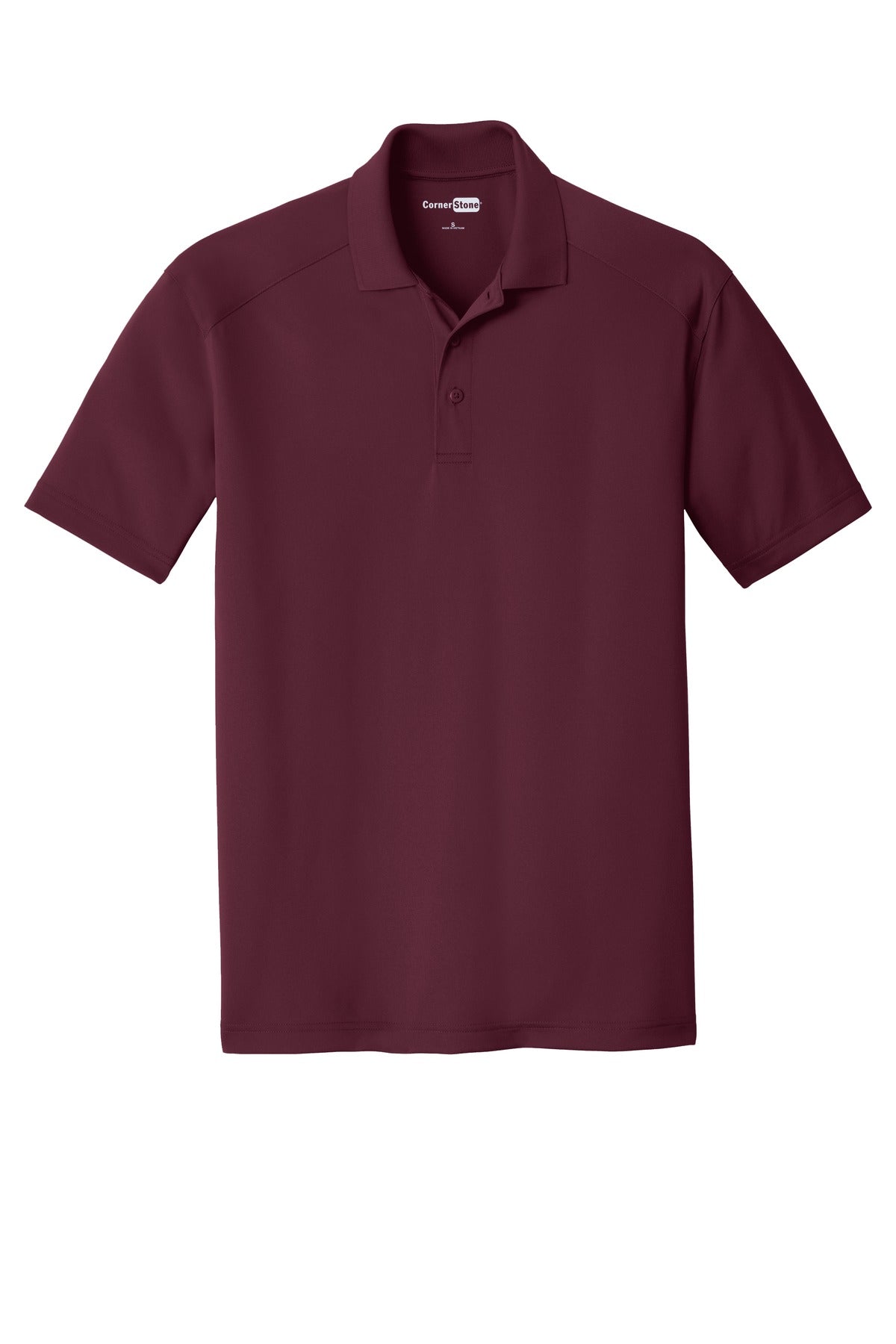 Front View of Maroon CornerStone Select Lightweight Snag-Proof Polo. CS418 plain