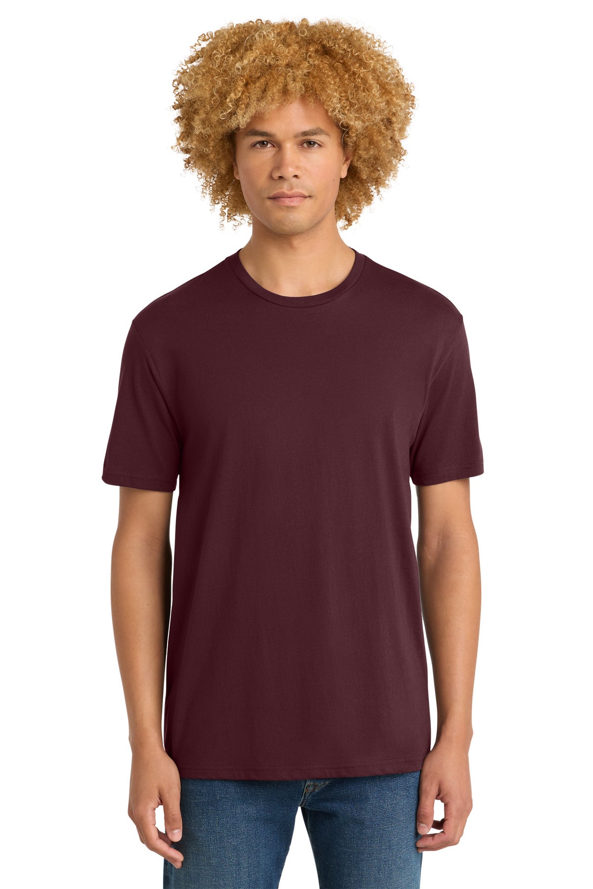Front View of Maroon District Perfect Weight Tee. DT104 plain
