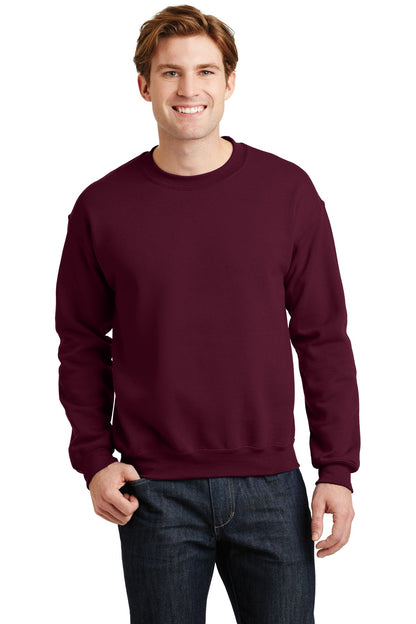 Front View of Maroon Gildan Heavy Blend Crewneck Sweatshirt. 18000 plain