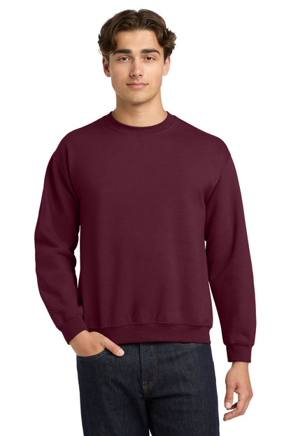Front View of Maroon Gildan Heavy Blend Crewneck Sweatshirt. 18000 plain