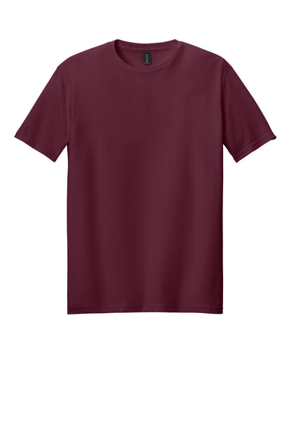 Front View of Maroon Gildan Softstyle T-Shirt. 64000 plain