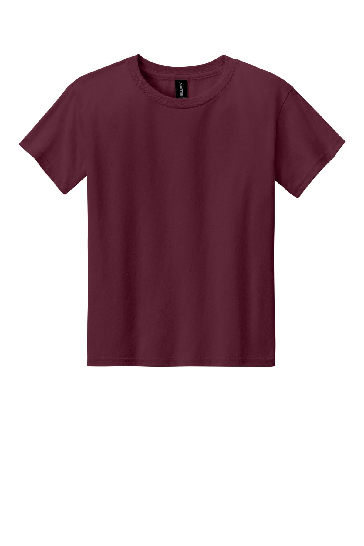 Front View of Maroon Gildan Youth Light Cotton Tee 3000B plain