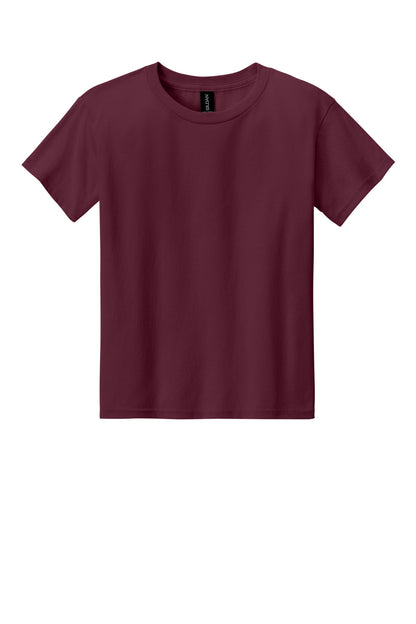 Front View of Maroon Gildan Youth Light Cotton Tee 3000B plain