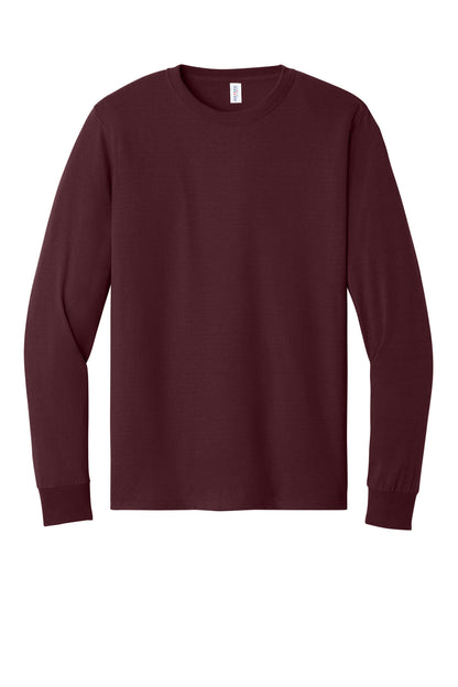 Front View of Maroon Jerzees - Dri-Power 50/50 Cotton/Poly Long Sleeve T-Shirt. 29LS plain