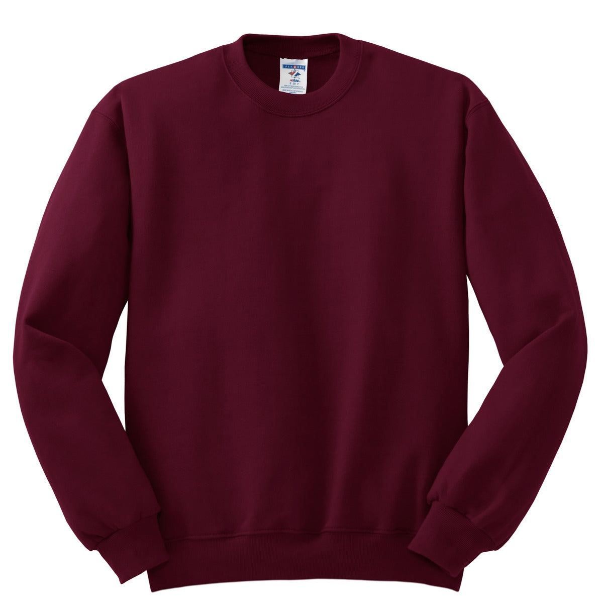 Front View of Maroon Jerzees - NuBlend Crewneck Sweatshirt. 562M plain