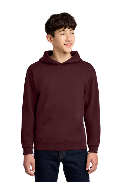 Front View of Maroon Jerzees - Youth NuBlend Pullover Hooded Sweatshirt. 996Y plain