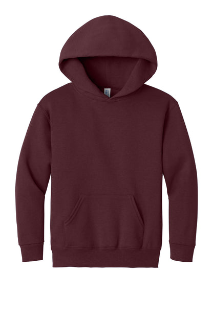 Front View of Maroon Jerzees - Youth NuBlend Pullover Hooded Sweatshirt. 996Y plain