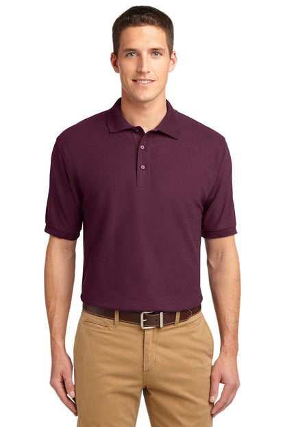 Front View of Maroon Port Authority Extended Size Silk Touch Polo K500ES plain