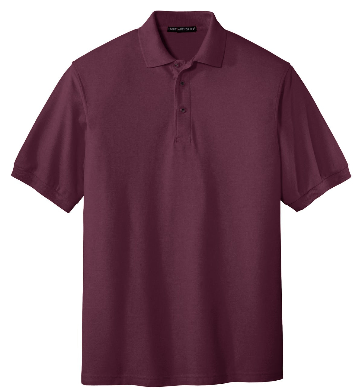 Front View of Maroon Port Authority Extended Size Silk Touch Polo K500ES plain
