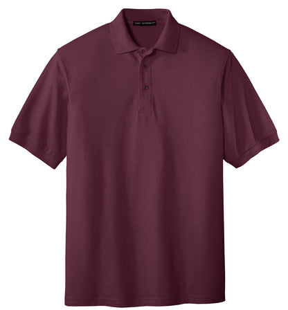 Front View of Maroon Port Authority Extended Size Silk Touch Polo K500ES plain
