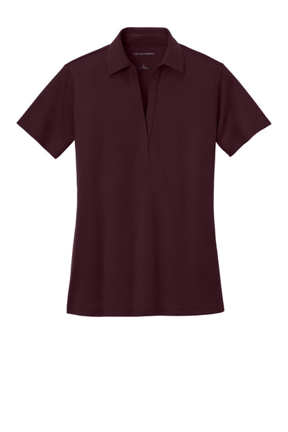 Front View of Maroon Port Authority Women's Silk Touch Performance Polo. L540 plain