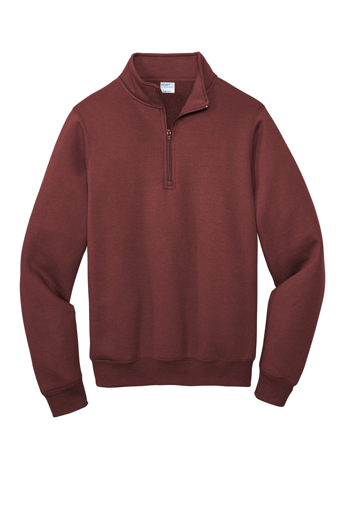 Front View of Maroon Port & Co Core Fleece 1/4-Zip Pullover Sweatshirt PC78Q