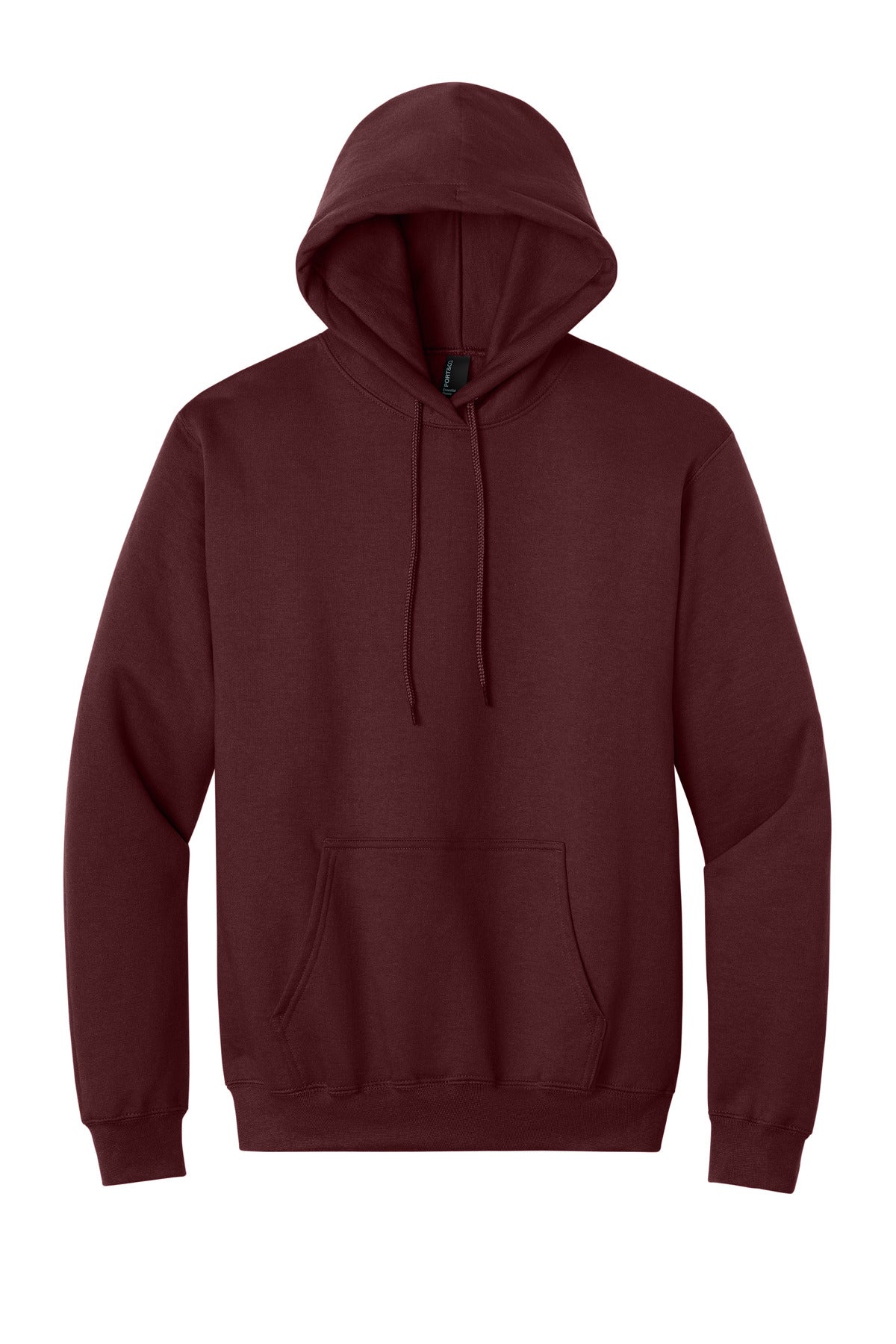 Front View of Maroon Port & Co Tall Essential Fleece Pullover Hooded Sweatshirt. PC90HT plain