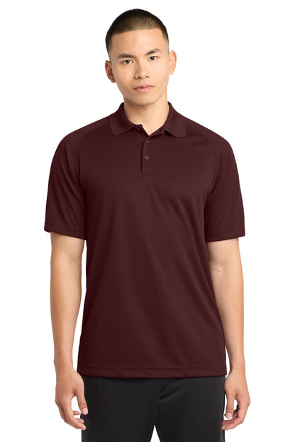 Front View of Maroon Sport-Tek Dry Zone Raglan Polo. T475 plain