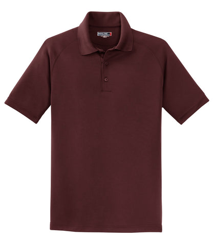 Front View of Maroon Sport-Tek Dry Zone Raglan Polo. T475 plain