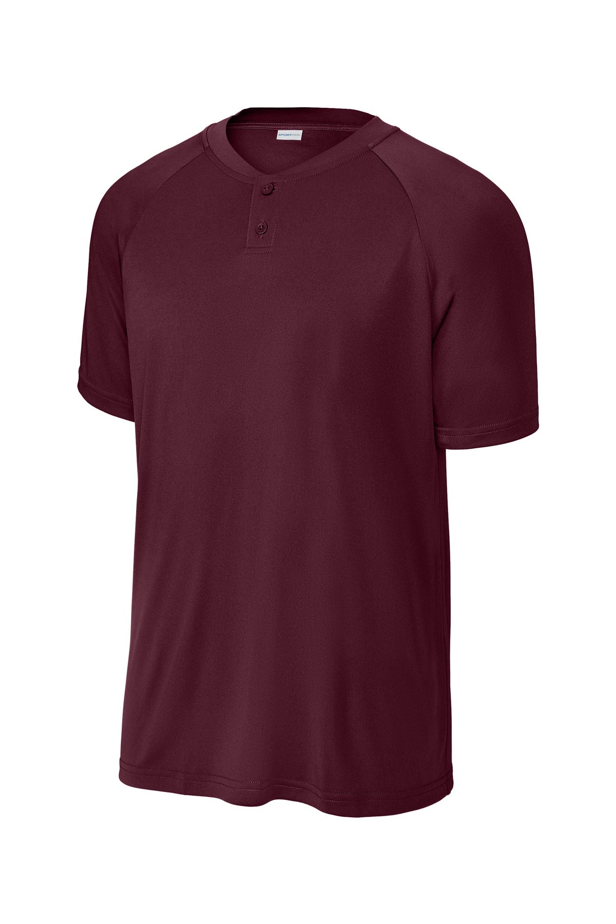 Front View of Maroon Sport-Tek PosiCharge Competitor 2-Button Henley ST359 plain