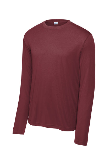 Front View of Maroon Sport-Tek Tall Long Sleeve PosiCharge Competitor Tee. TST350LS plain