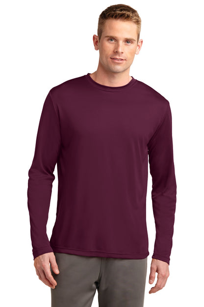 Front View of Maroon Sport-Tek Tall Long Sleeve PosiCharge Competitor Tee. TST350LS plain