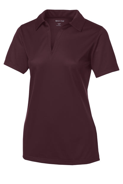 Front View of Maroon Sport-Tek Women's PosiCharge Active Textured Polo. LST690 plain