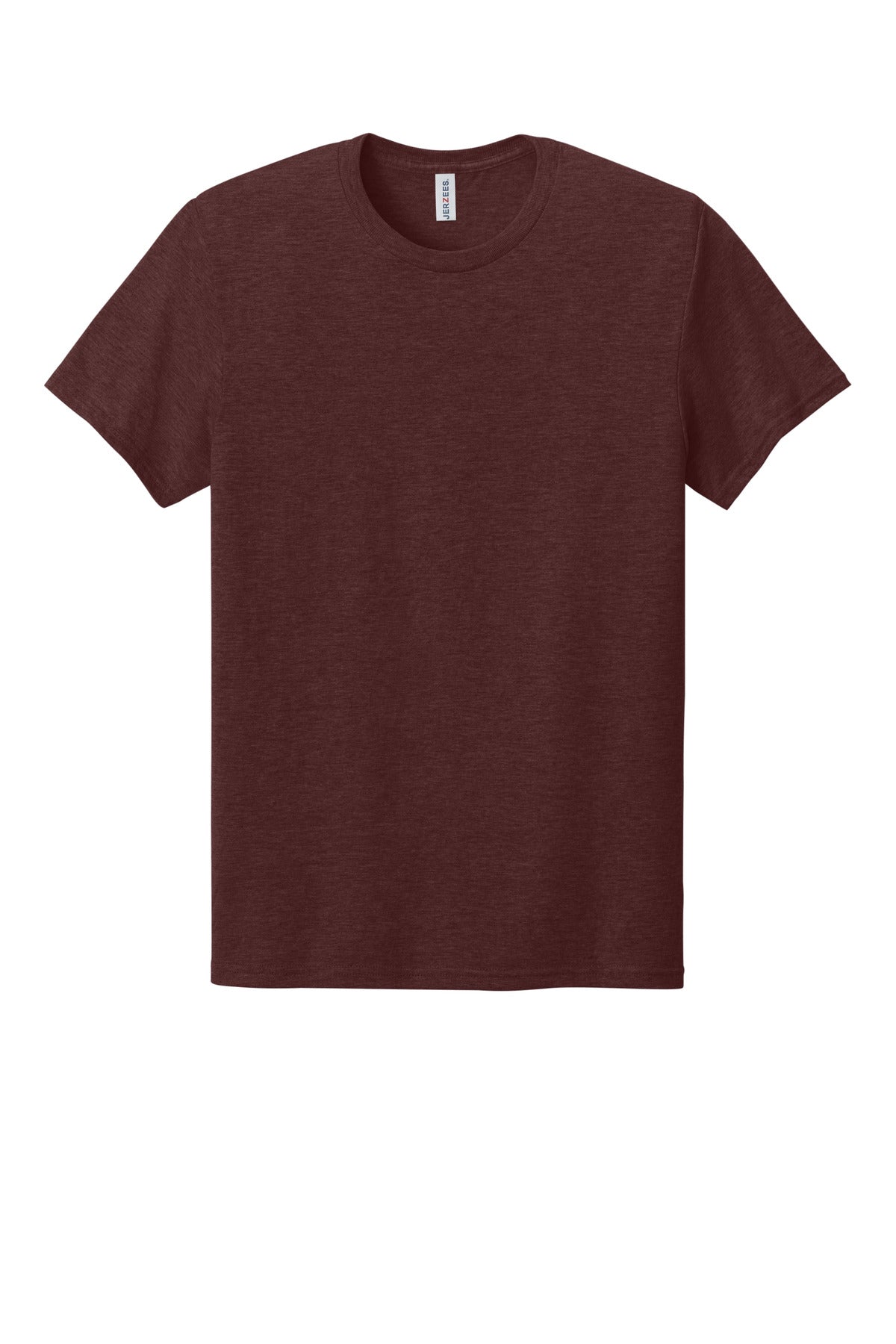 Front View of MaroonHthr Jerzees Premium Blend Ring Spun T-Shirt 560M plain