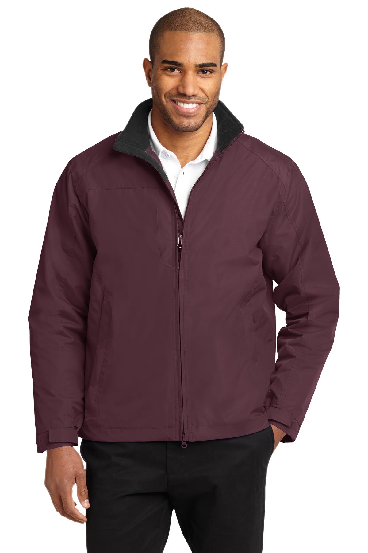 Front View of Maroon/Tr Blk Port Authority Challenger II Jacket. J354 plain