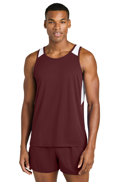 Front View of Mar/White Sport-Tek Club Track Tank ST446 plain