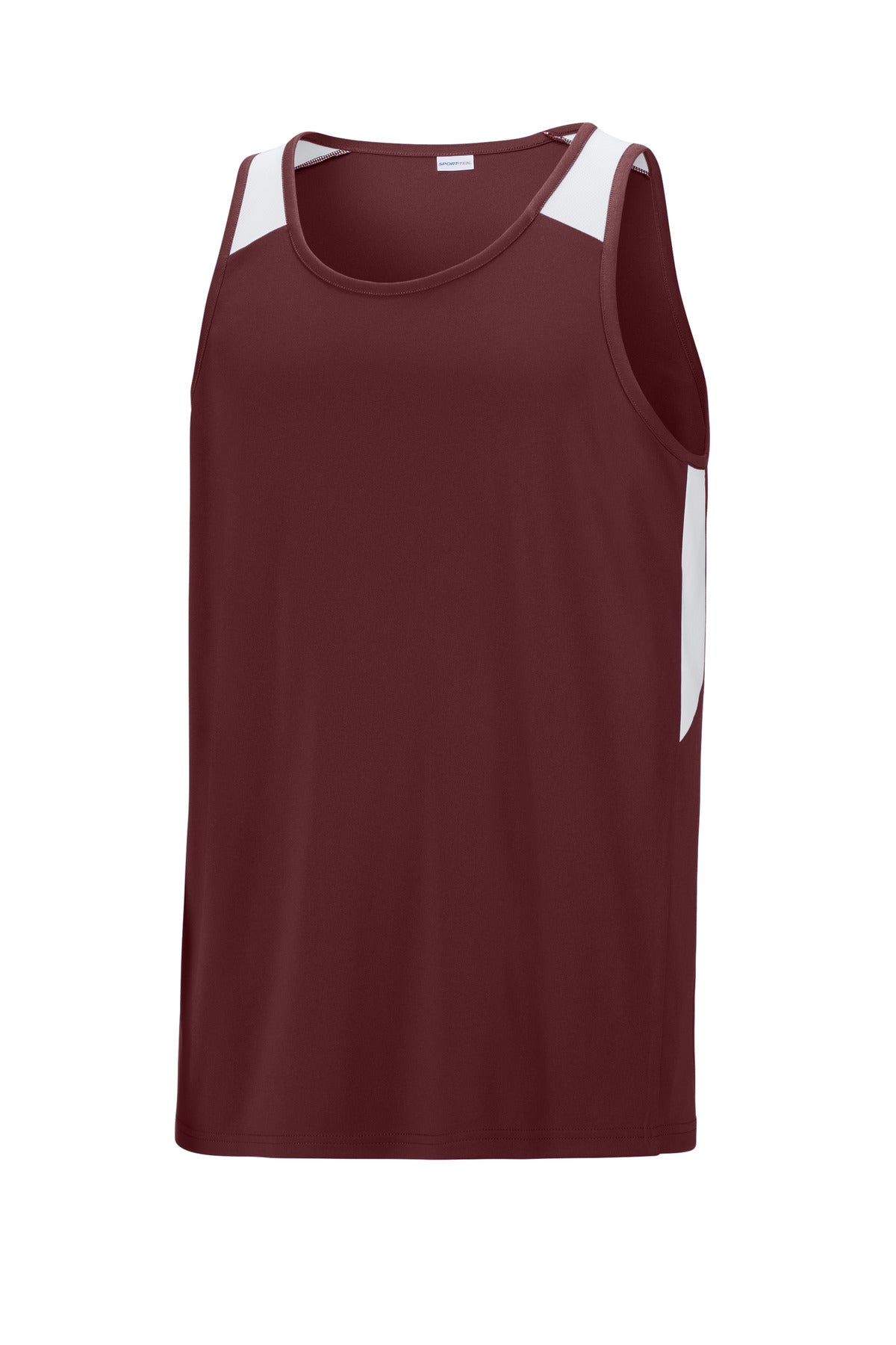 Front View of Mar/White Sport-Tek Club Track Tank ST446 plain