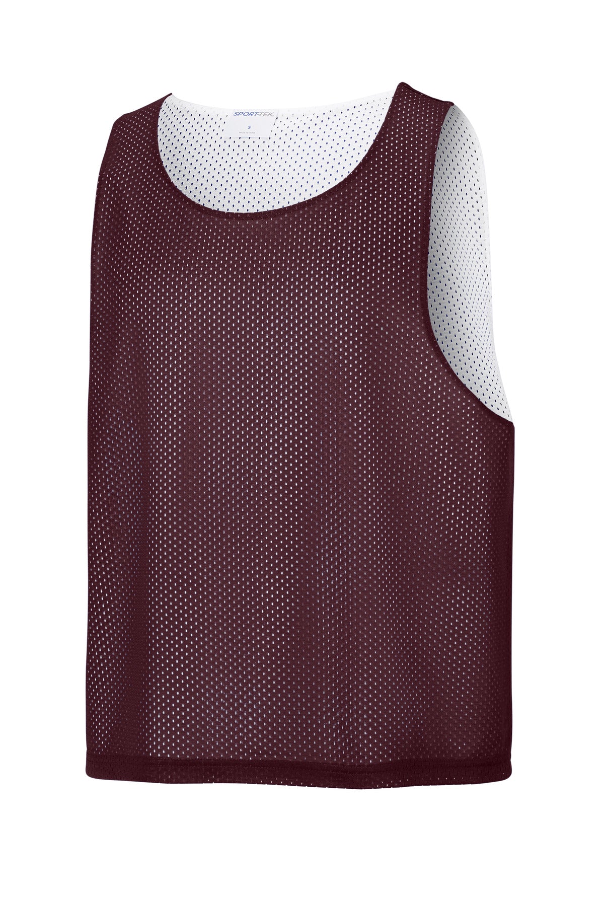 Front View of Mar/White Sport-Tek Lacrosse Reversible Pinnie ST512 plain