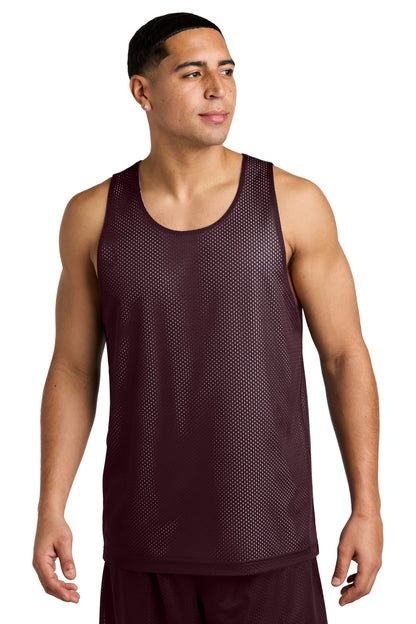 Front View of Mar/White Sport-Tek PosiCharge Reversible Mesh Tank ST5000 plain