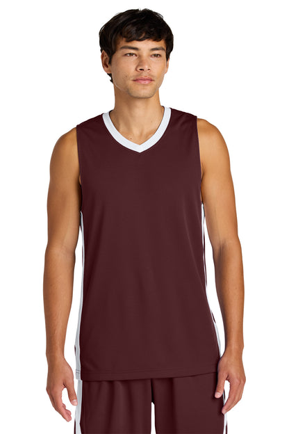 Front View of Mar/White Sport-Tek Rival Basketball Rev Jersey ST900 plain