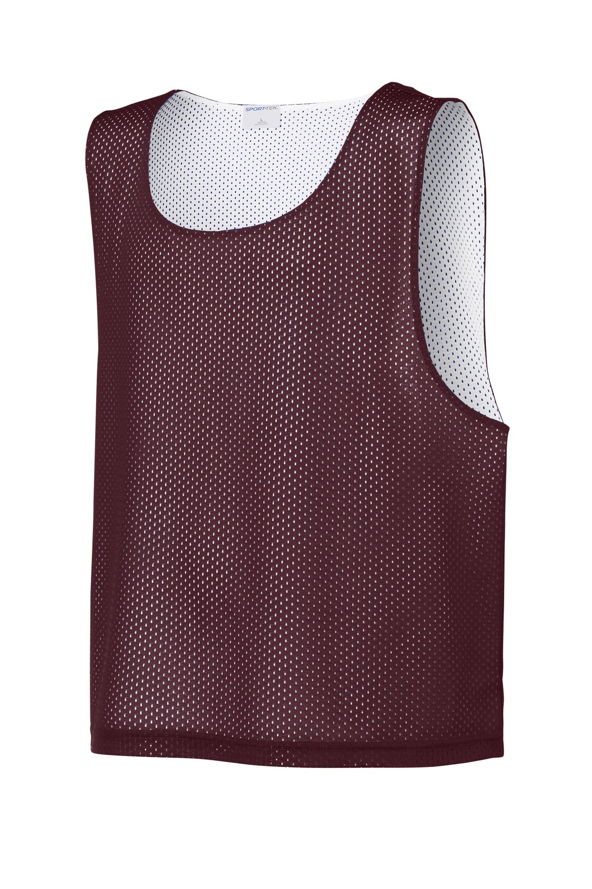 Front View of Mar/White Sport-Tek Youth Lacrosse Reversible Pinnie YST512 plain