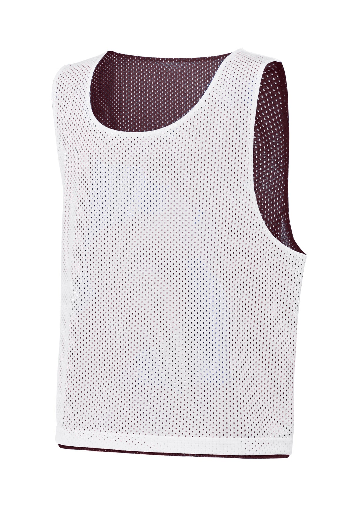 Front View of Mar/White Sport-Tek Youth Lacrosse Reversible Pinnie YST512 plain