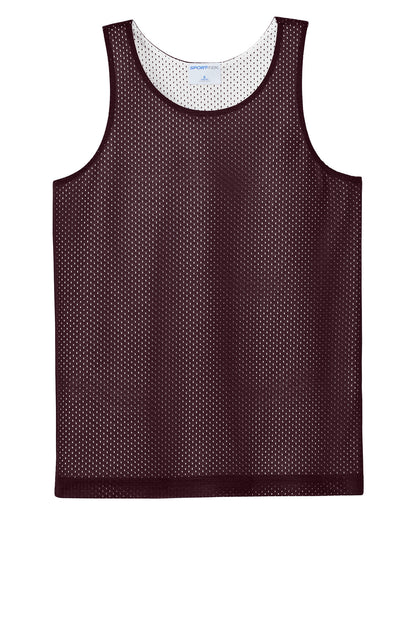 Front View of Mar/White Sport-Tek Youth PosiCharge Reversible Mesh Tank YST5000 plain