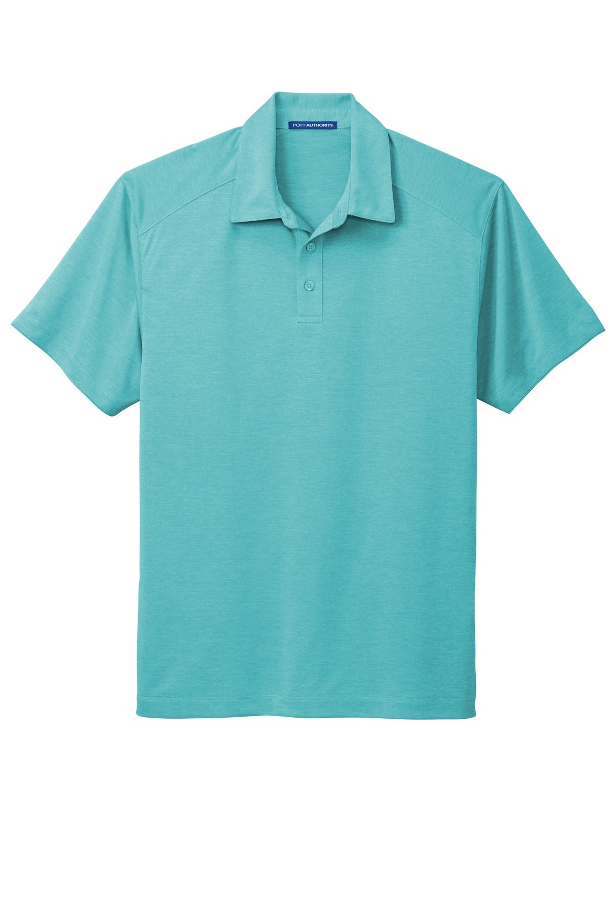 Front View of Maui Blue Port Authority Digi Heather Performance Polo. K574 plain