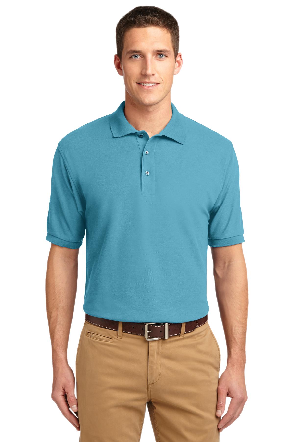Front View of Maui Blue Port Authority Silk Touch Polo K500 plain