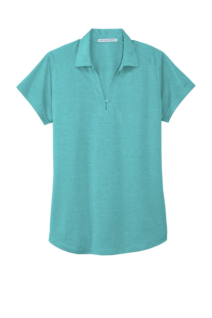Front View of Maui Blue Port Authority Women's Digi Heather Performance Polo. L574 plain