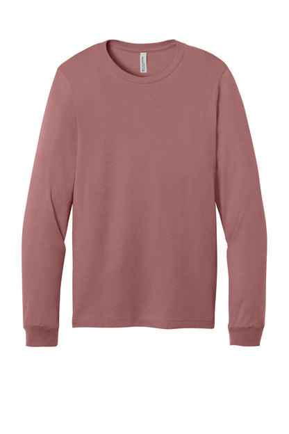 Front View of Mauve BELLA+CANVAS Unisex Jersey Long Sleeve Tee. BC3501 plain