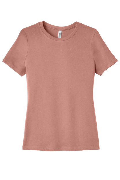 Front View of Mauve BELLA+CANVAS Women's Relaxed Jersey Short Sleeve Tee. BC6400 plain