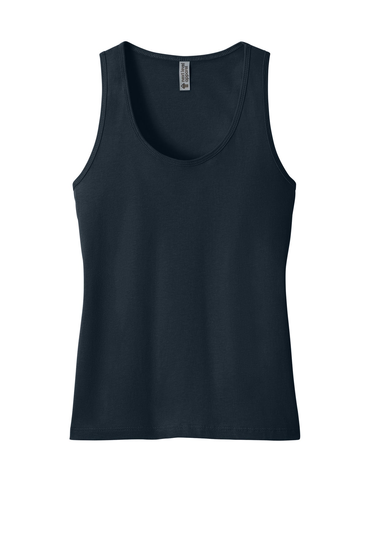 Front View of MdntNavy Next Level Apparel Women's Cotton Tank NL3933 plain