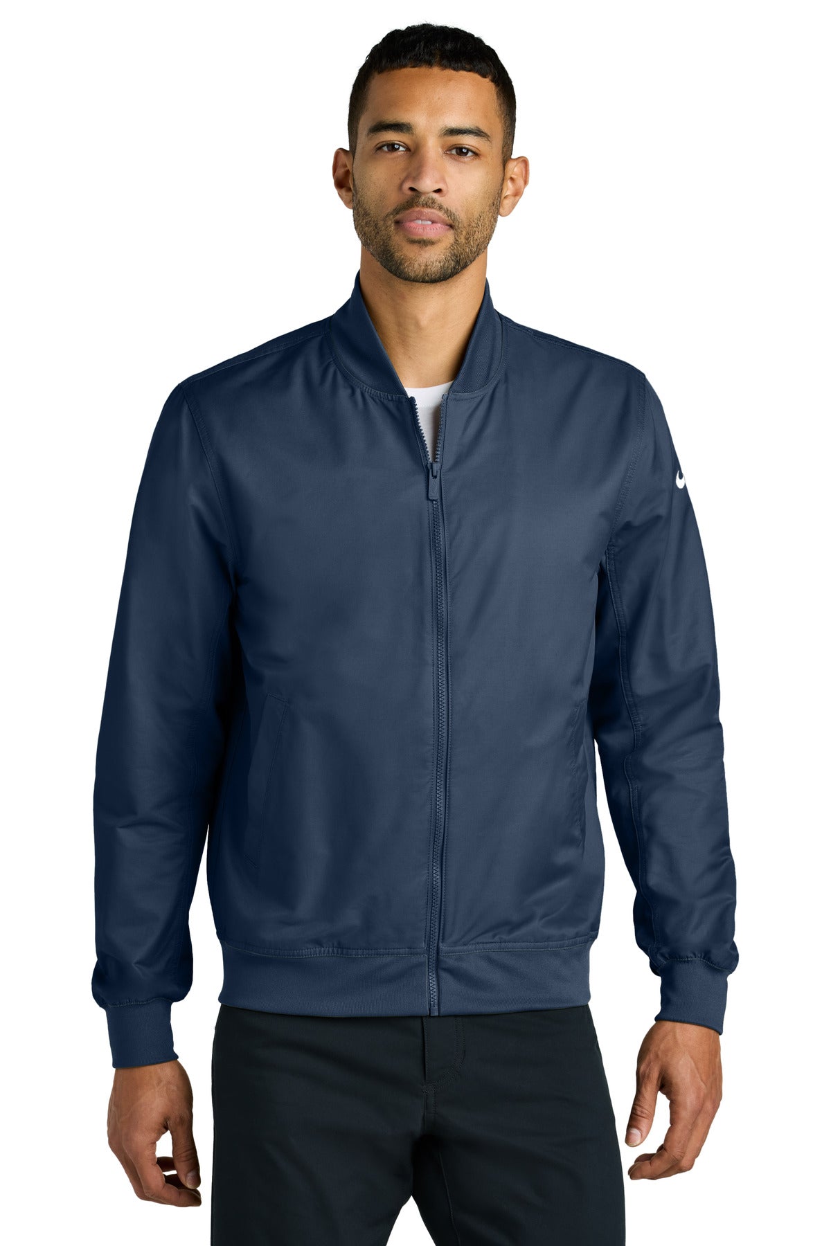 Front View of MdntNavy Nike Bomber Jacket NKFQ4759 plain