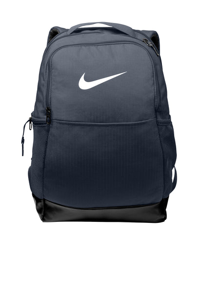 Front View of MdntNavy Nike Brasilia Medium Backpack NKDH7709 plain