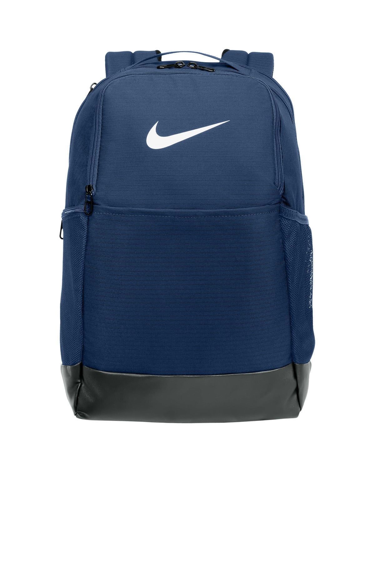 Front View of MdntNavy Nike Brasilia Medium Backpack NKDH7709 plain