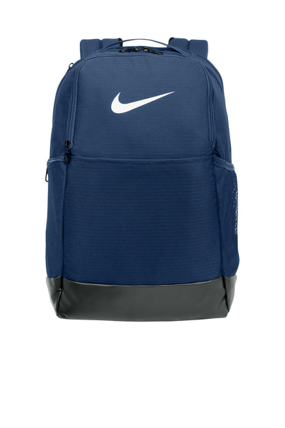 Front View of MdntNavy Nike Brasilia Medium Backpack NKDH7709 plain