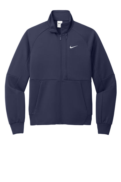 Front View of MdntNavy Nike Full-Zip Chest Swoosh Jacket NKFD9891 plain
