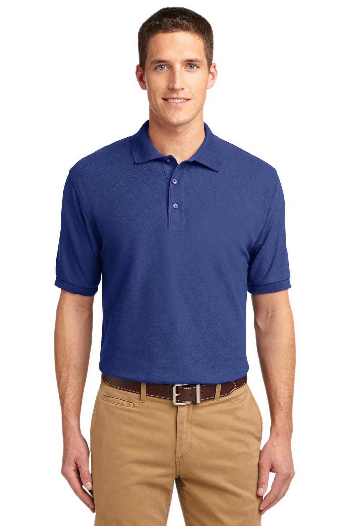 Front View of Med. Blue Port Authority Extended Size Silk Touch Polo K500ES plain
