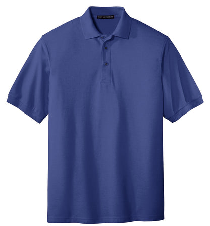Front View of Med. Blue Port Authority Extended Size Silk Touch Polo K500ES plain